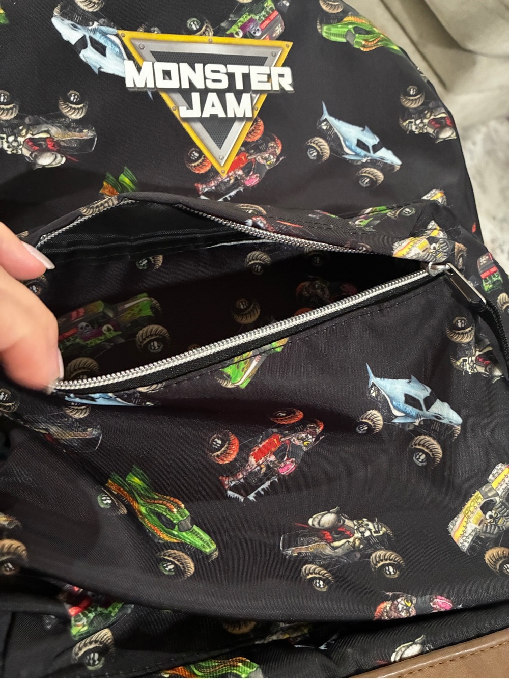 Black Monster Jam Print Backpack - Picture 3 of 6